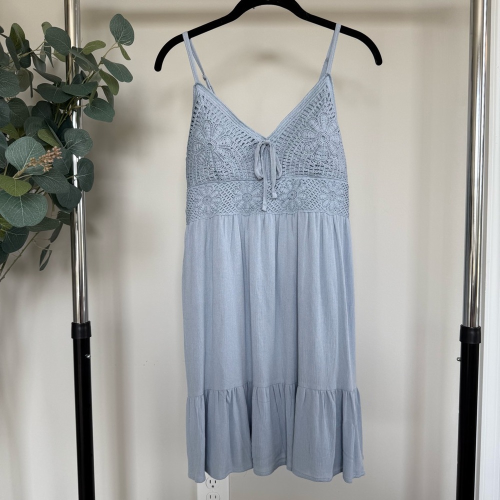 Madden Girl Blue Crochet Dress